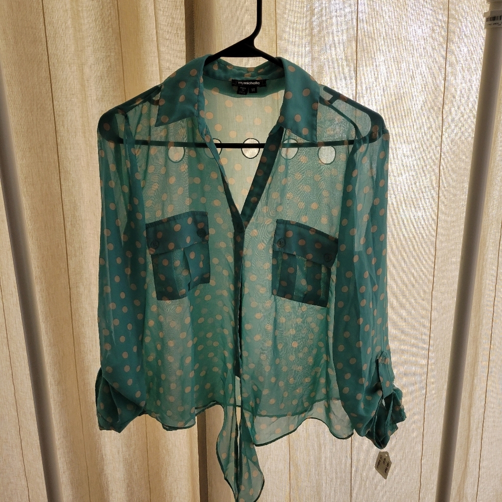 Light Blue Front Knot Blouse